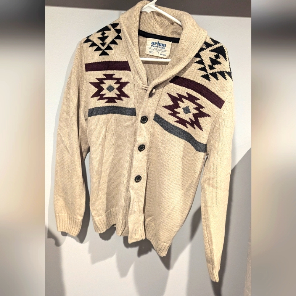 Men's Medium Aztec Button Sweater